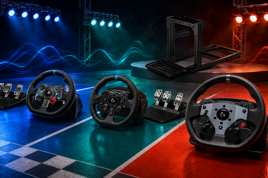 Logitech G29, G923 and PRO Racing Wheel settings lineup with SIMGASM Hobby cockpit