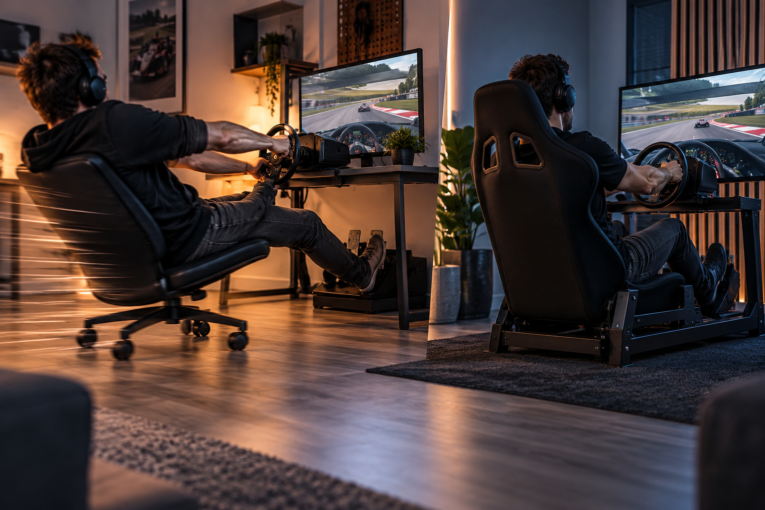 How do you stop your chair from rolling back when sim racing?