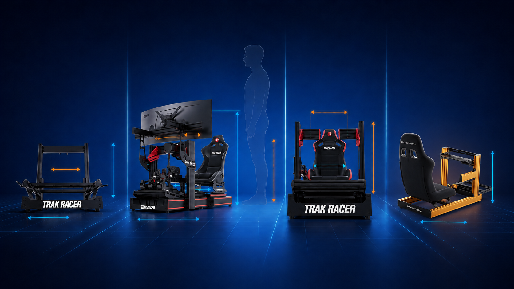 Trak Racer TR80 TR120 TR160 and SIMGASM C80 cockpit sizing comparison for tall drivers