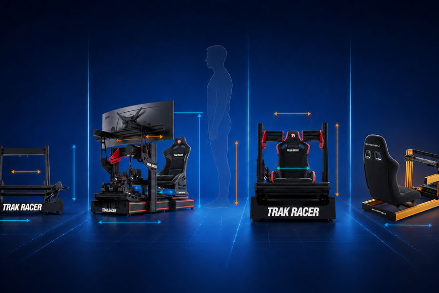 Trak Racer TR80 TR120 TR160 and SIMGASM C80 cockpit sizing comparison for tall drivers