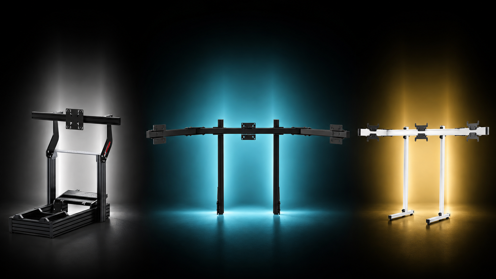 GT Omega Prime integrated monitor mount compared with SIMGASM Core and Apex monitor stands