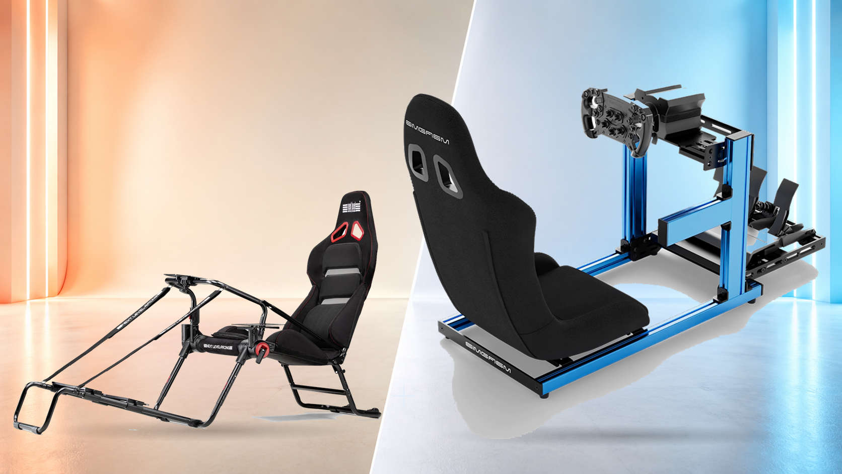 Next Level Racing GTLite Pro compared with a rigid SIMGASM aluminium profile cockpit