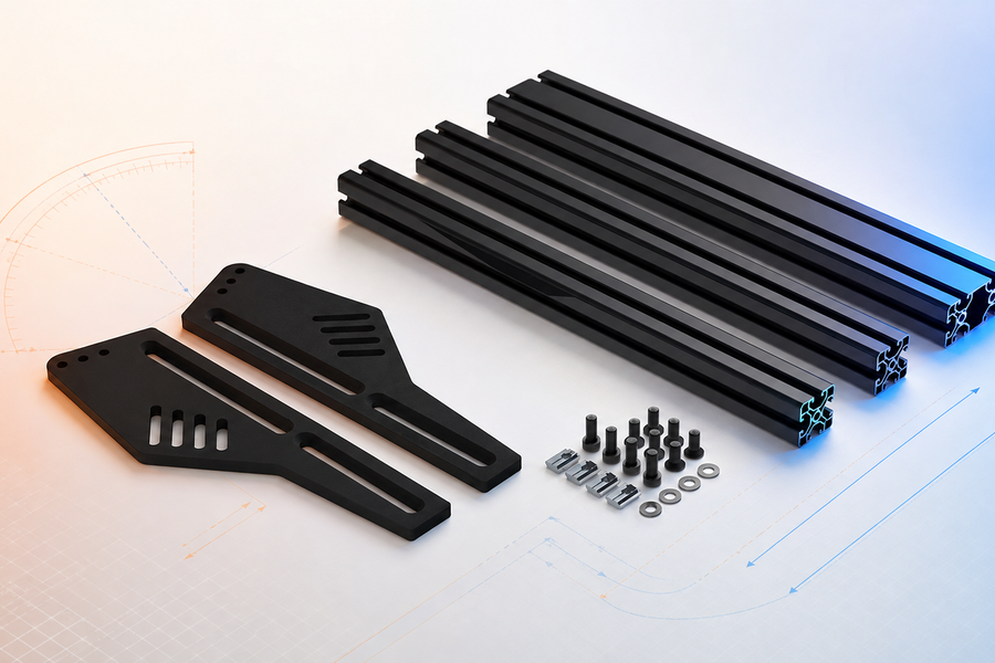 TREQ pedal deck brackets, profiles and mounting hardware