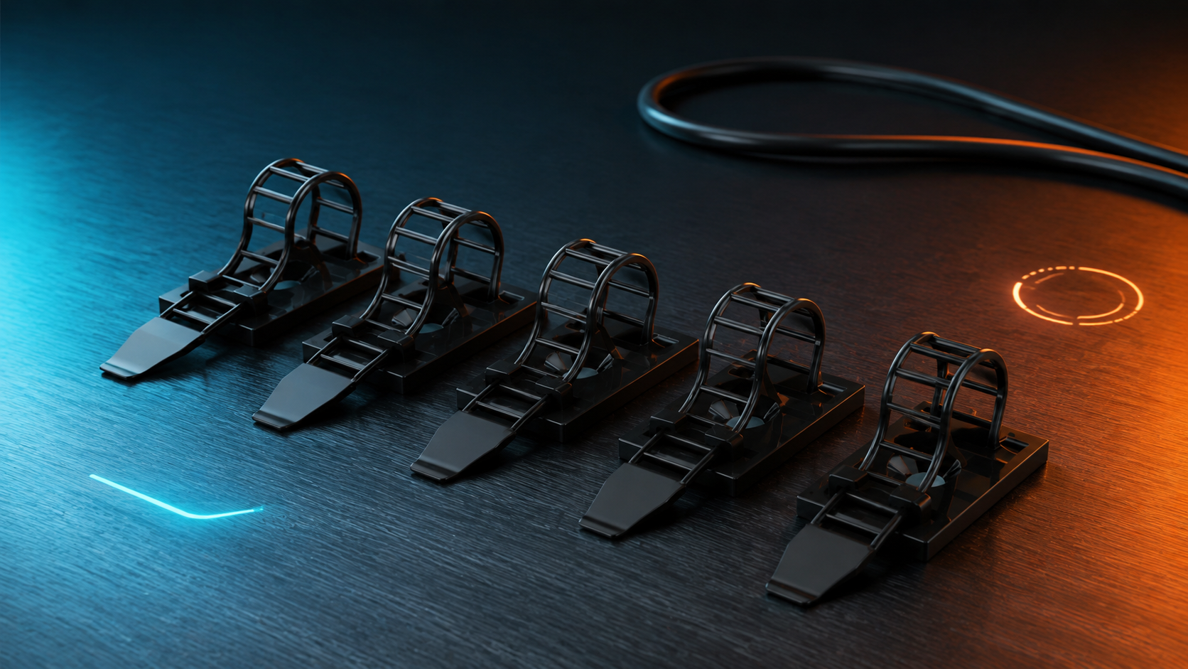 TREQ cable management pieces arranged for clean routing and service loops