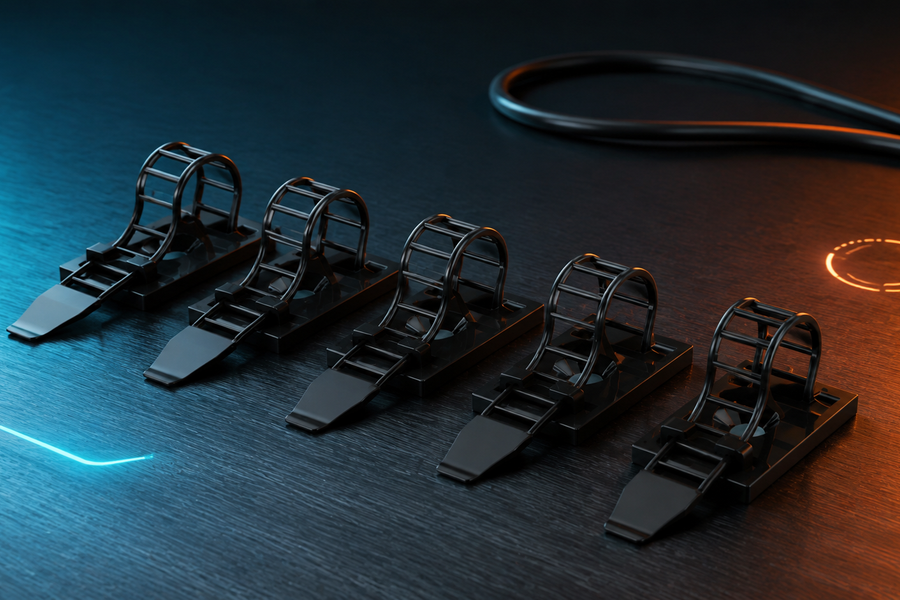 TREQ cable management pieces arranged for clean routing and service loops