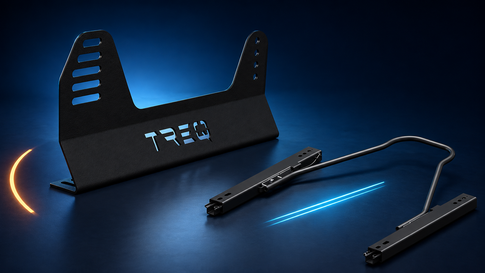 TREQ seat bracket and seat slider rails for cockpit seat mounting