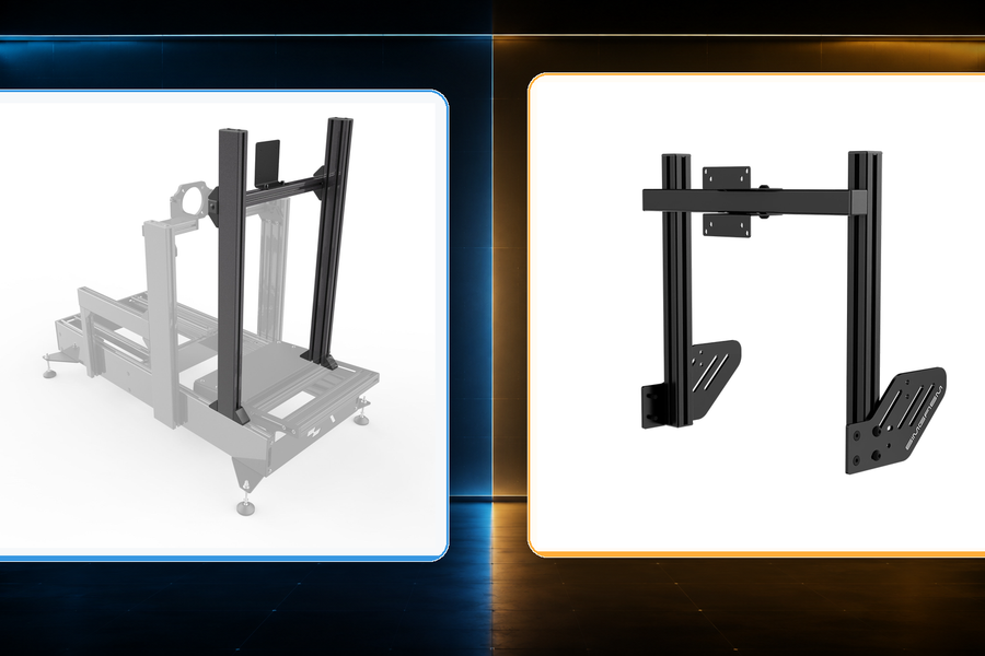 Advanced SimRacing integrated monitor stand compared with SIMGASM Core