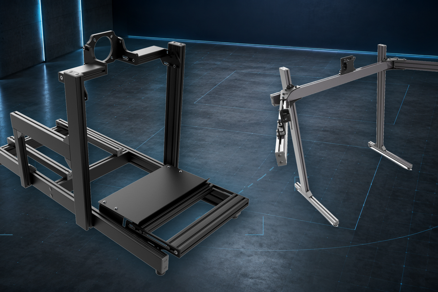 Advanced SimRacing cockpit footprint and monitor stand room planning