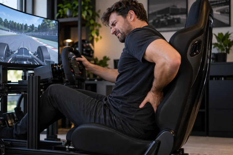 How do you avoid back pain in a sim racing seat?