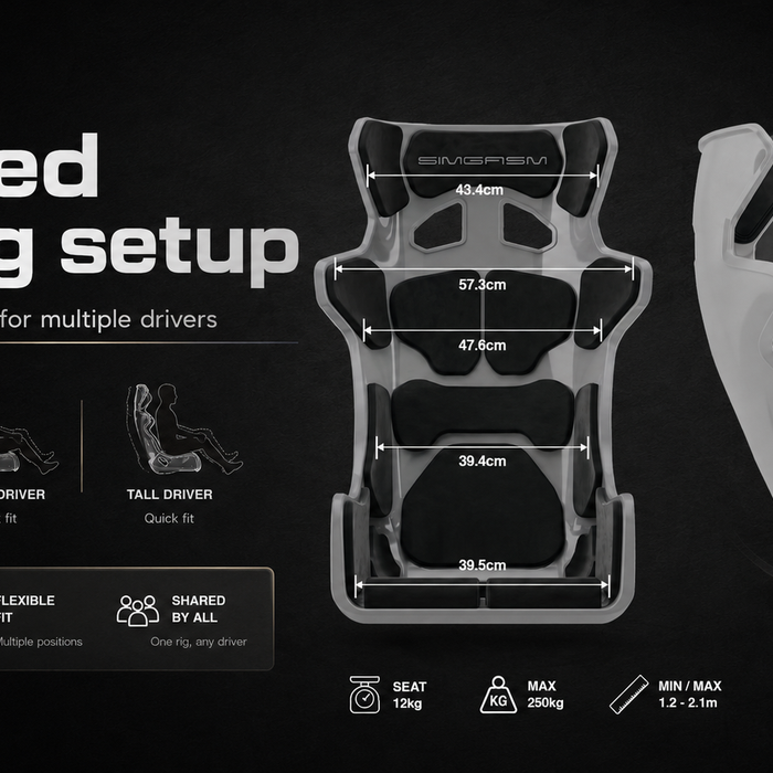 Shared sim rig setup: fast adjustments for multiple drivers