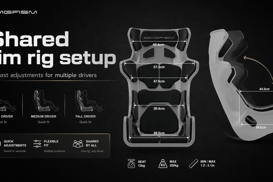 Shared sim rig setup: fast adjustments for multiple drivers