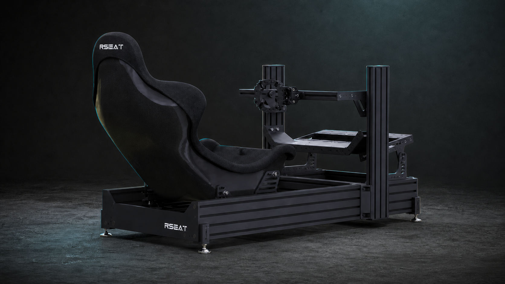 Used RSeat aluminium-profile sim racing cockpit shown for a pre-purchase inspection checklist