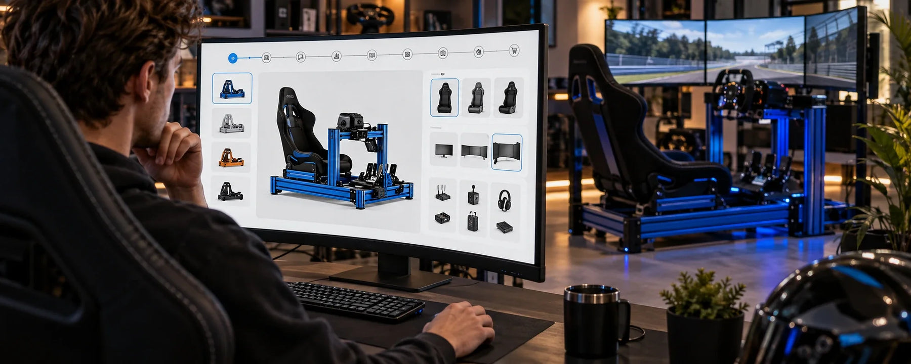 How does the SIMGASM sim racing configurator work?