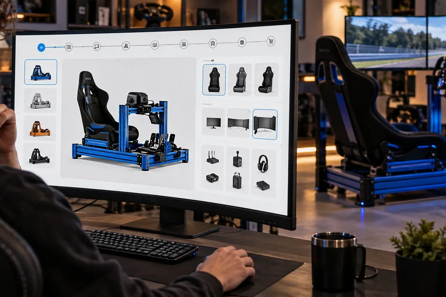 How does the SIMGASM sim racing configurator work?