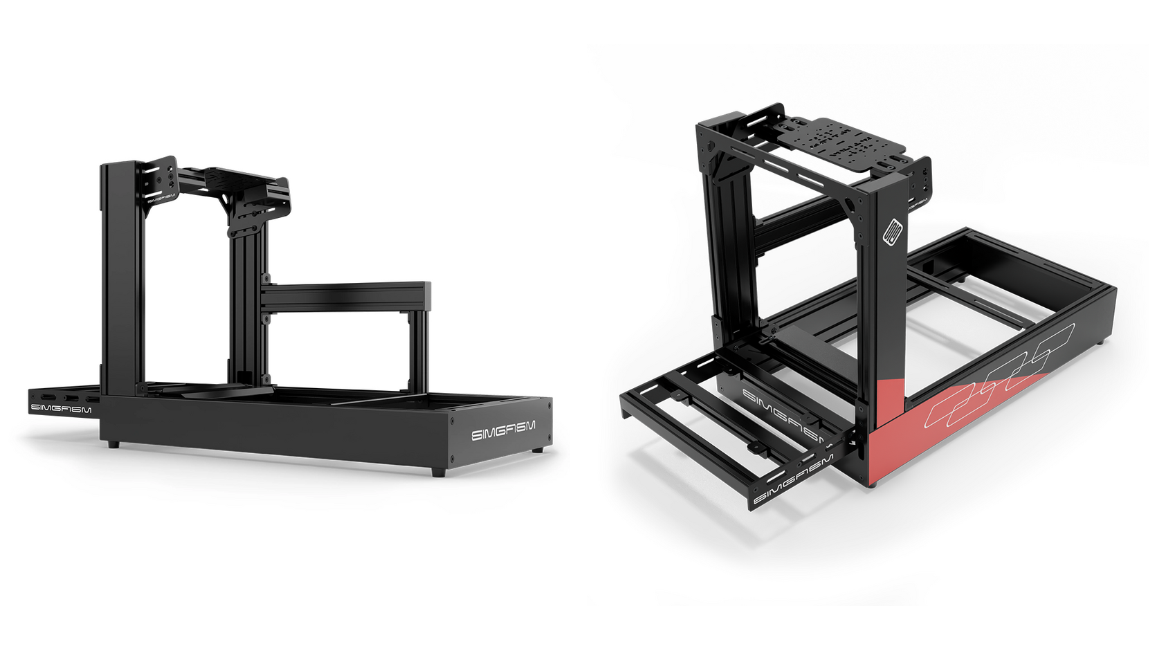Original SIMGASM Sport and Pro chassis renders showing different aluminium profile depths.