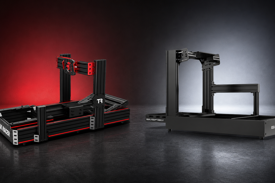 Trak Racer TR120 and SIMGASM Sport 120-profile aluminium sim racing cockpits compared side by side