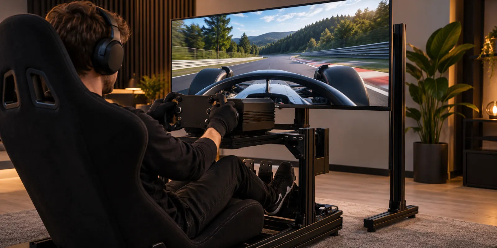Which monitor stand suits a single sim racing screen?