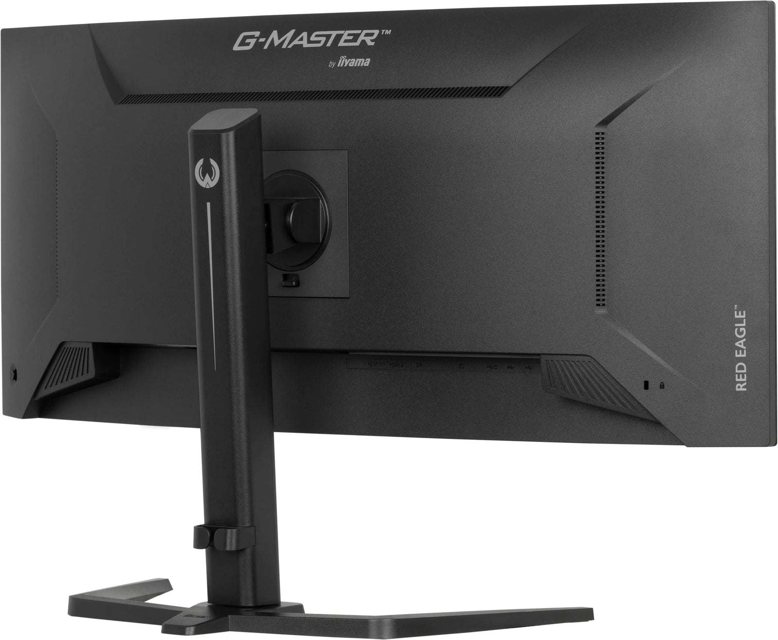 Rear three-quarter view of the IIYAMA GCB3484WQSU-B2 curved monitor with its adjustable stand