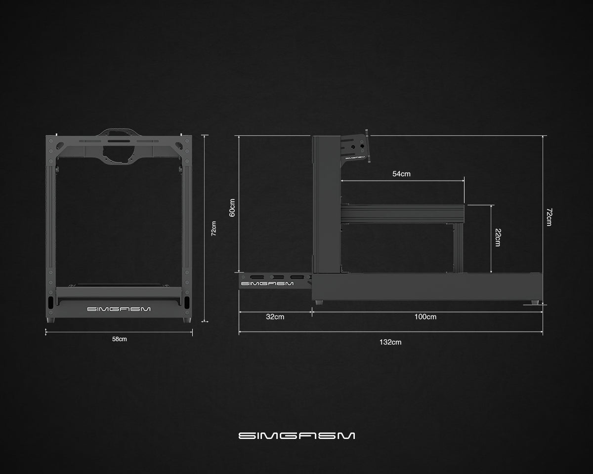 SIMGASM | Sport-alumiiniprofiilinen sim racing -cockpit – kulta specifications