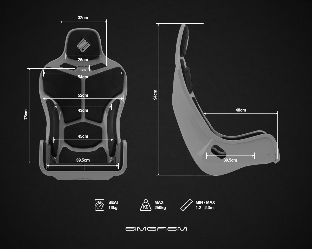 Siège Simracing Atlas Formula - Noir | SIMGASM specifications