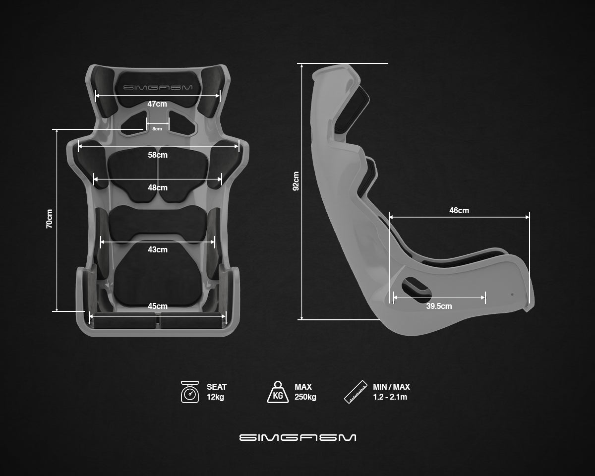 Siège Simracing Atlas Gran Turismo - Blanc | SIMGASM specifications