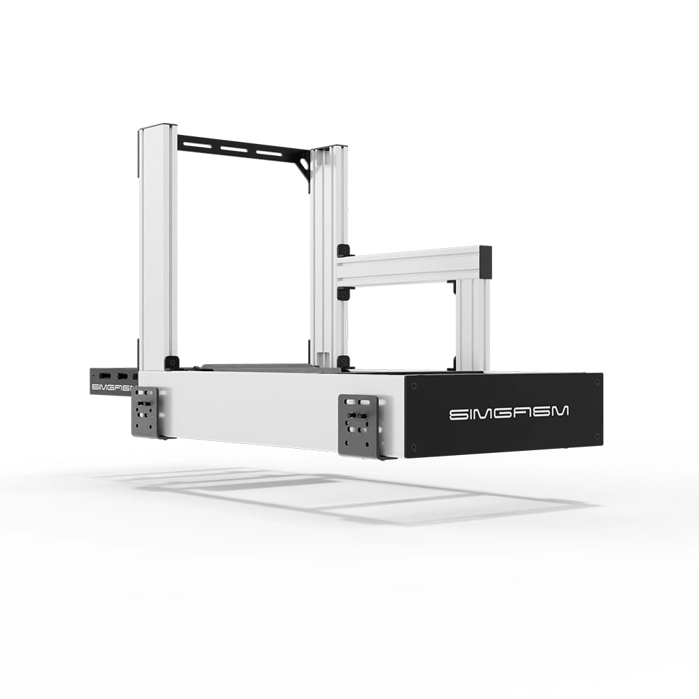SIMGASM BS-MA motion actuator brackets mounted at all four corners of a SIMGASM aluminium-profile chassis