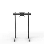 Front three-quarter view of the black SIMGASM Apex freestanding single monitor stand