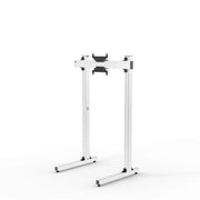 Straight-on view of the white SIMGASM Apex freestanding single monitor stand