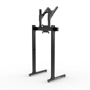 Rear three-quarter view of the black SIMGASM Apex freestanding double monitor stand