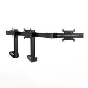 Rear three-quarter view of the black SIMGASM Apex integrated triple monitor stand