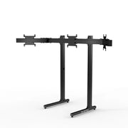 Straight-on view of the black SIMGASM Apex freestanding triple monitor stand