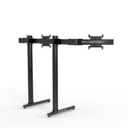 Rear three-quarter view of the black SIMGASM Apex freestanding triple monitor stand