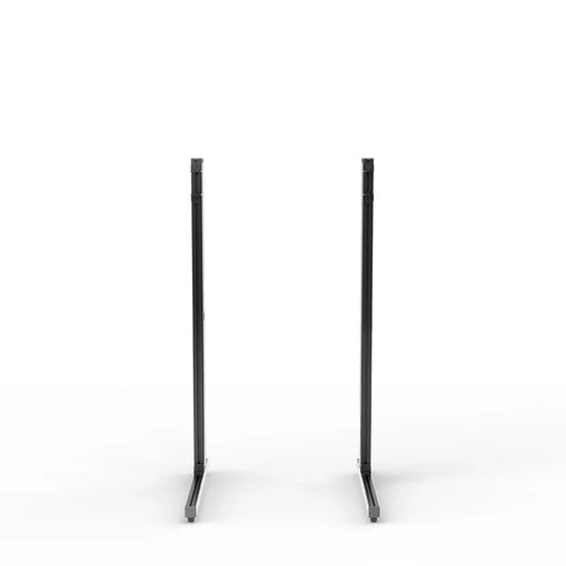 Front three-quarter view of the black SIMGASM Apex freestanding monitor stand support-leg set