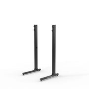 Rear three-quarter view of the black SIMGASM Apex freestanding monitor stand support-leg set