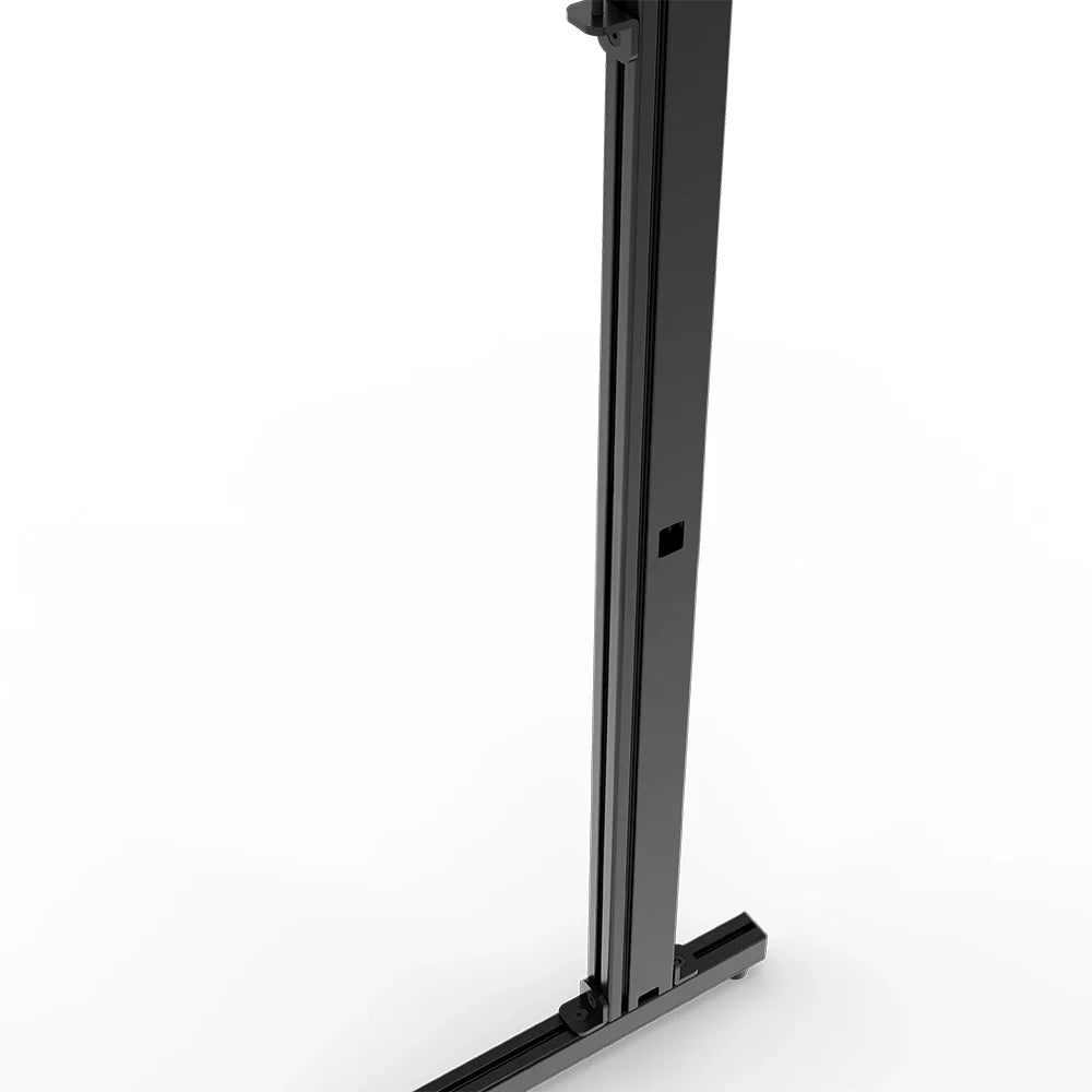 Close-up of the height-adjustment joint on the black SIMGASM Apex freestanding monitor stand support-leg set