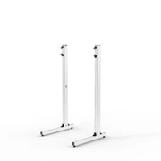 Right three-quarter view of the white SIMGASM Apex freestanding monitor stand support-leg set