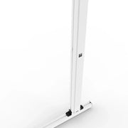 Close-up of the height-adjustment clamp on the white SIMGASM Apex freestanding monitor stand support-leg set