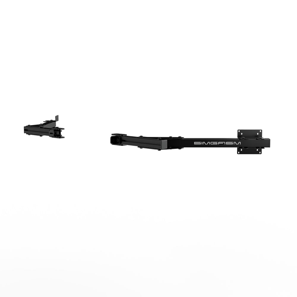 Black SIMGASM Core monitor stand side-arm set arranged with its VESA mounting brackets