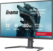 Three-quarter view of the IIYAMA G-MASTER GB3272QSU-B1 32-inch monitor and adjustable stand