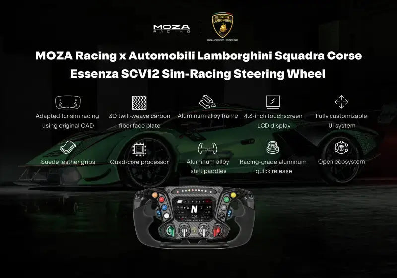 Moza Racing Automobili Lamborghini Squadra Corse Essenza SCV12 Steering Wheel - Steering Wheel