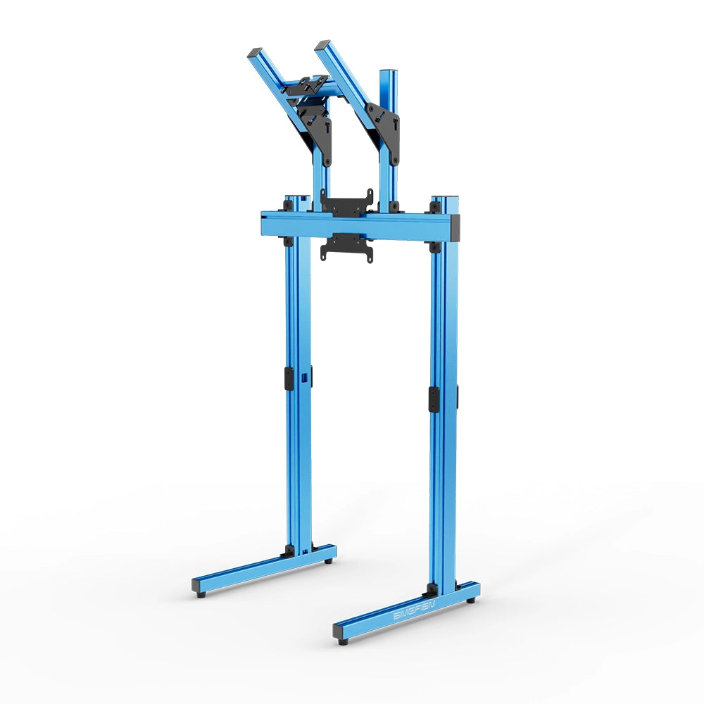 SIMGASM Apex Free Standing Double Monitor Stand VESA 75/200 in blue, angled view