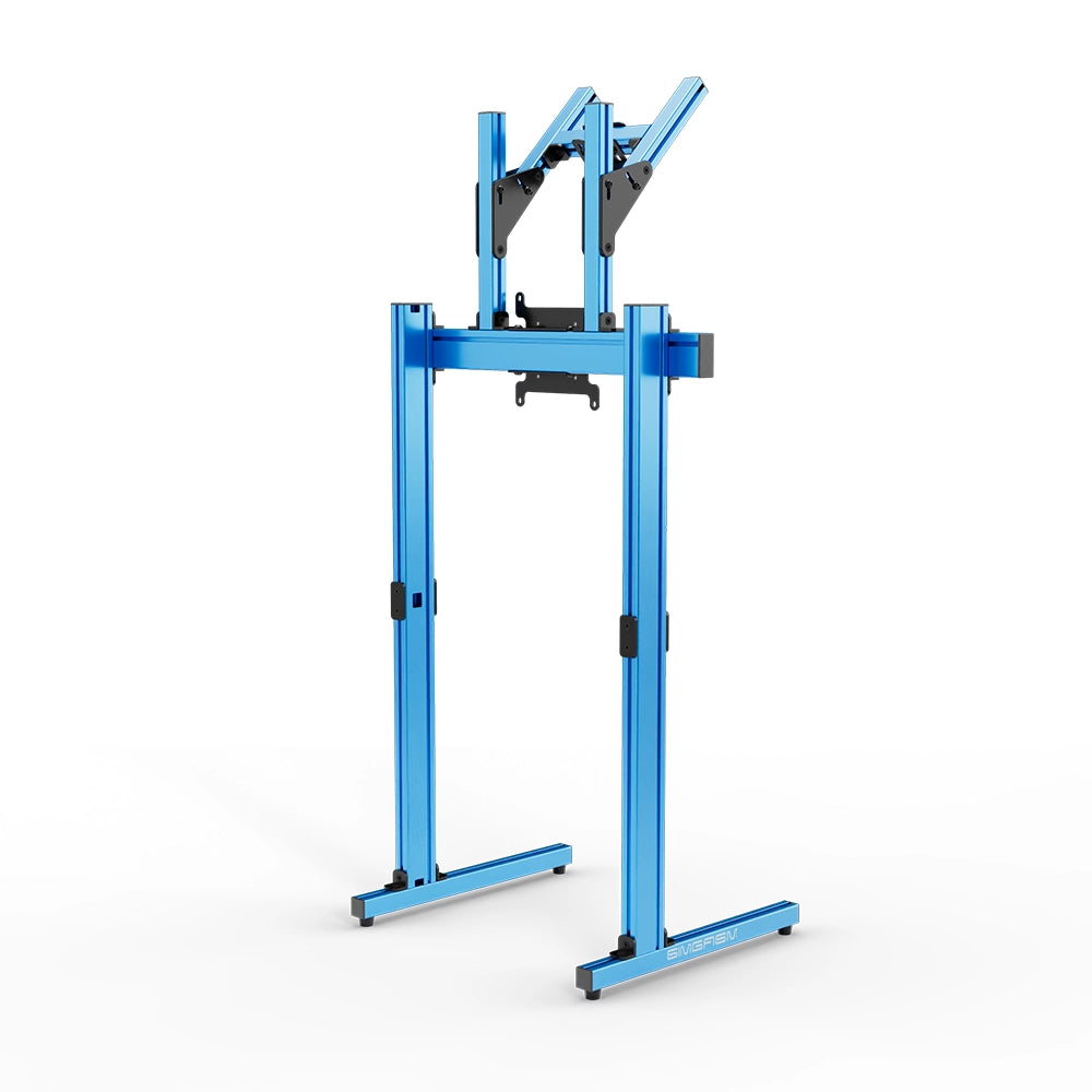 SIMGASM Apex Free Standing Double Monitor Stand VESA 75/200 in blue, opposite angle
