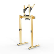 SIMGASM Apex Free Standing Double Monitor Stand VESA 75/200 in gold, opposite angle