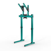 SIMGASM Apex Free Standing Double Monitor Stand VESA 75/200 in green, angled view