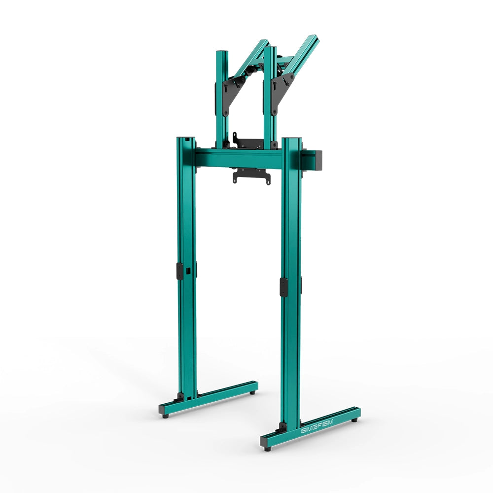 SIMGASM Apex Free Standing Double Monitor Stand VESA 75/200 in green, opposite angle