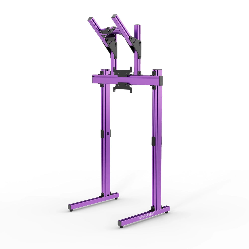 SIMGASM Apex Free Standing Double Monitor Stand VESA 75/200 in purple, angled view