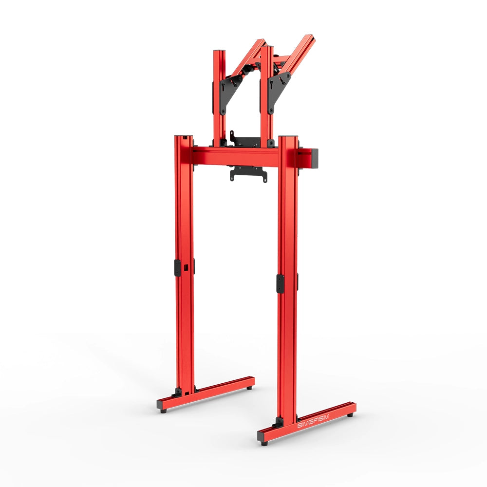 SIMGASM Apex Free Standing Double Monitor Stand VESA 75/200 in red, opposite angle
