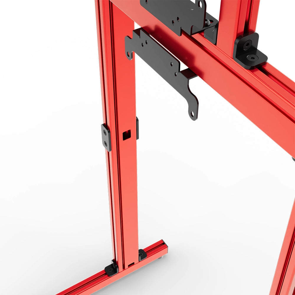SIMGASM Apex Free Standing Double Monitor Stand VESA 75/200 in red, mounting detail
