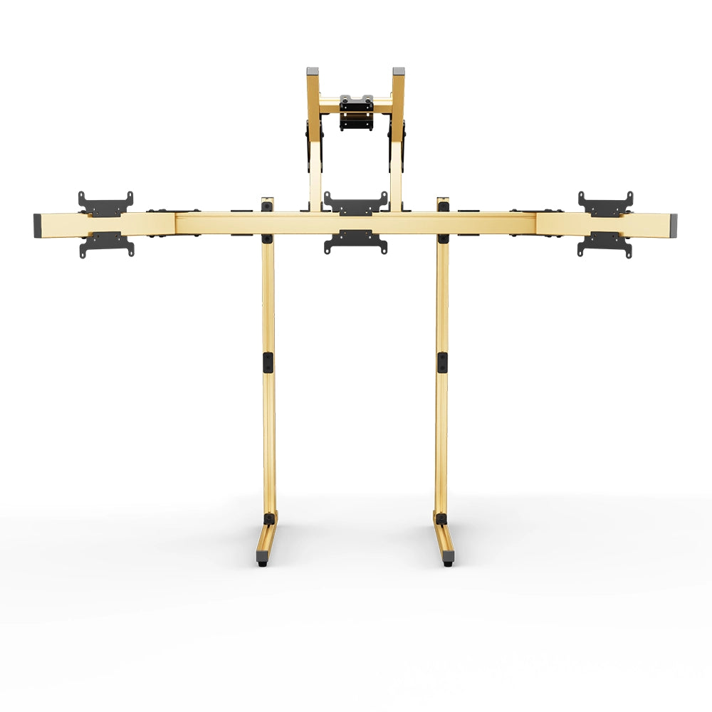 SIMGASM Apex Free Standing Quad Monitor Stand VESA 75/200 in gold, overview