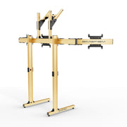 SIMGASM Apex Free Standing Quad Monitor Stand VESA 75/200 in gold, opposite angle
